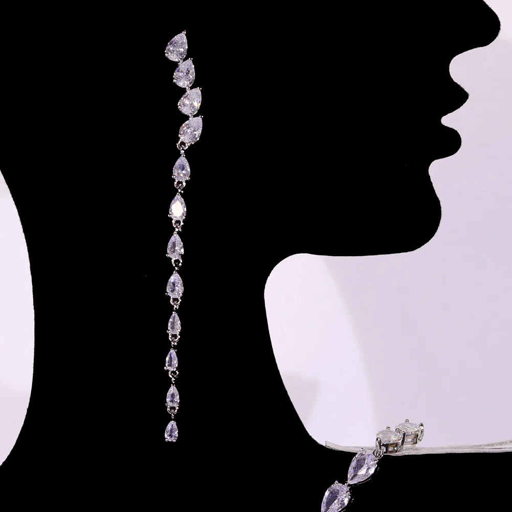 Fashion Zircon Pendant Choker Water Drop for Women Vintage Clavicle Chain Crystal Collar Necklace Bridal Jewelry Sets Gift 260617 - view 4