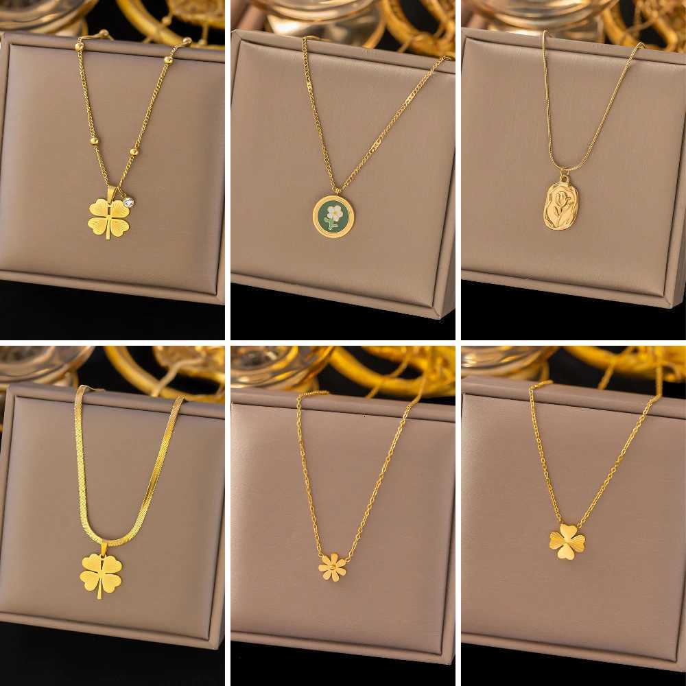 Stainl Steel Flower Pendant Necklace For Women Fashion Ladies Gold Color Clavicle Chain High Quality Jewelry Wedding Gifts X260516 - view 3