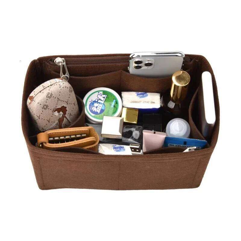 Protable Felt Women's Cosmetic Organizer Insert With zipper Bag Shaper Storage Inner Purse Fit For Speedy 25 30 35 26Y0516