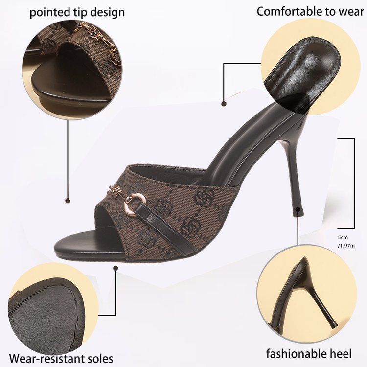 free shipping Women's one-inch high heel slippers casual daily slippers Bestseller