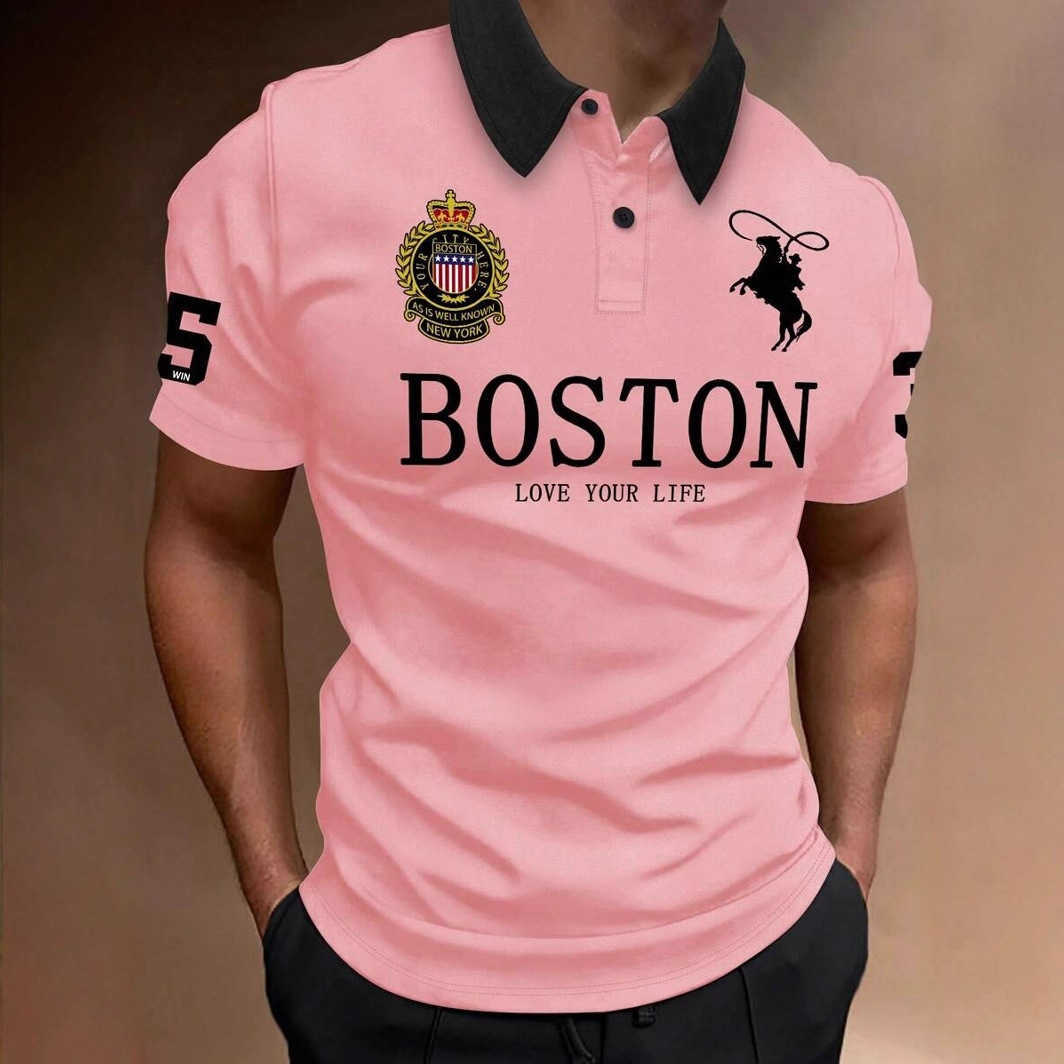 2026 Fashion Trend Casual Versatile Short-Sleeve Buttoned POLO Shirt 3D Printed Quick-Dry T-Shirt for Men