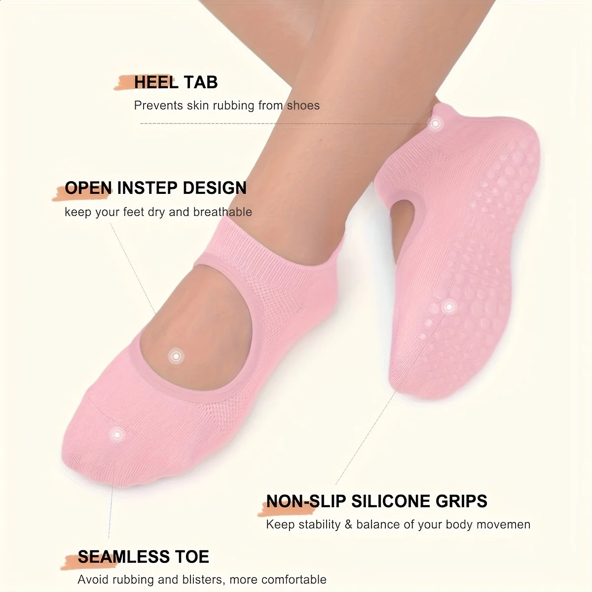 Non Slip Grip Women Socks for Yoga Barre Pilates Fitness Gym Sports Anti Slip Dance Socks Woman YOGO Socks 260514