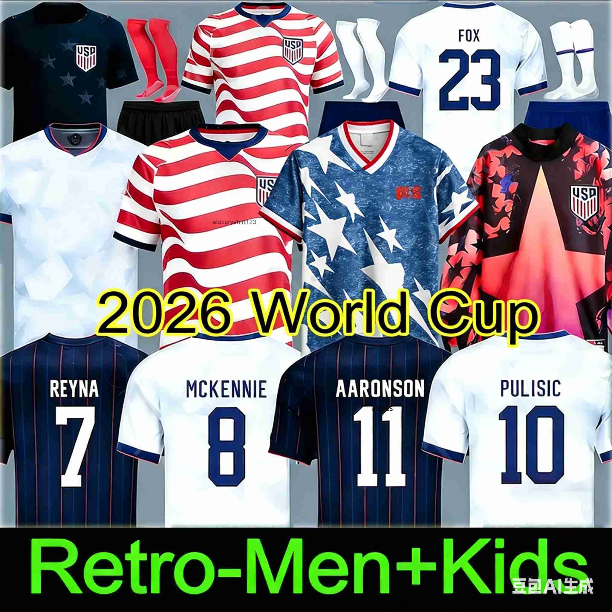 USAS 2026 World Cup Soccer Jersey PULISIC BALOGUN AARONSON WRIGHT LALAS 26 27 America Football Shirts United States Camisetas 1994 2014 Dempsey USMNT 
