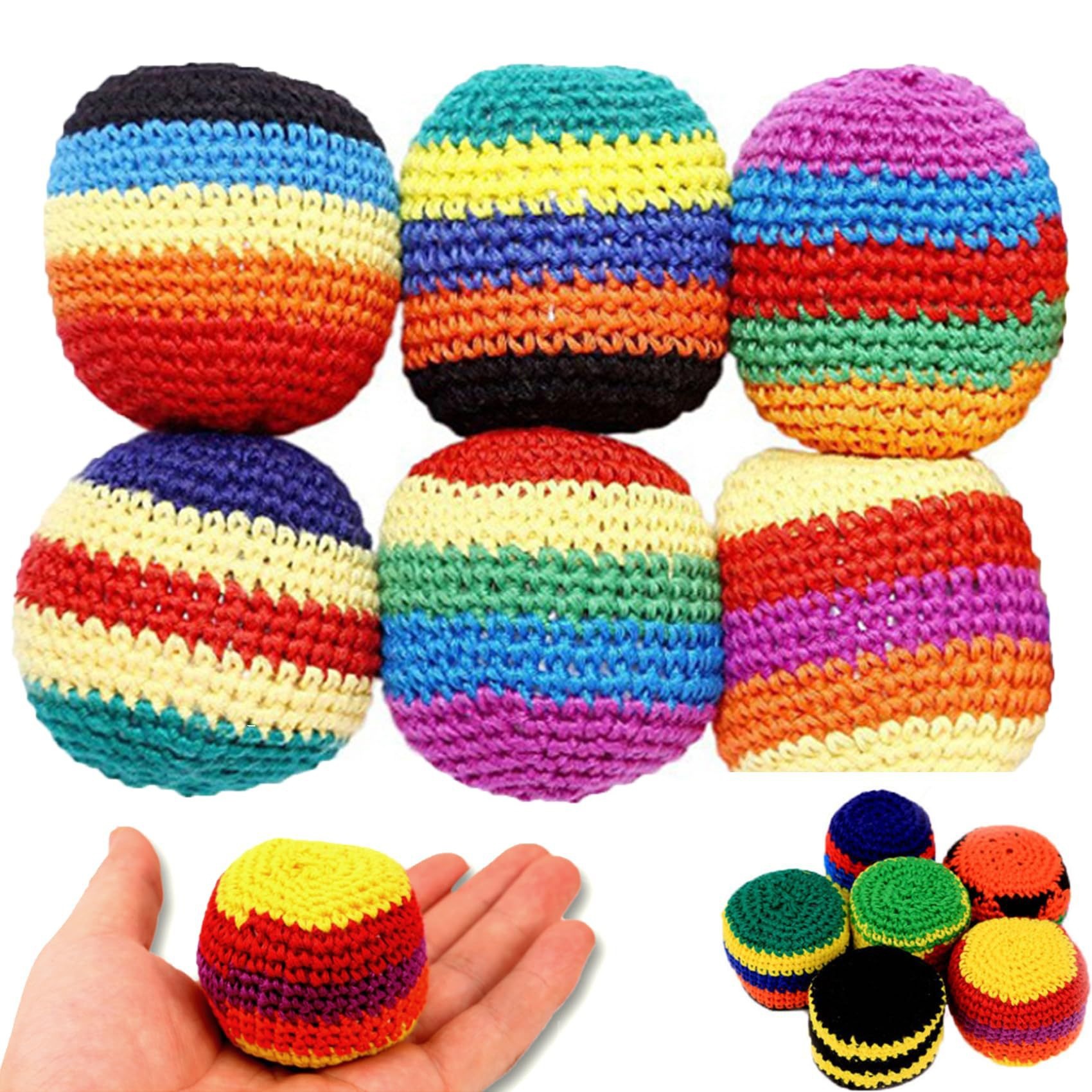 Wholesale Knitted Hacky Bag Set,Hand-Made Knitted Footbag Sack,Juggling Footbag for Beginners,Foot Bag Crochet Hacky Ball