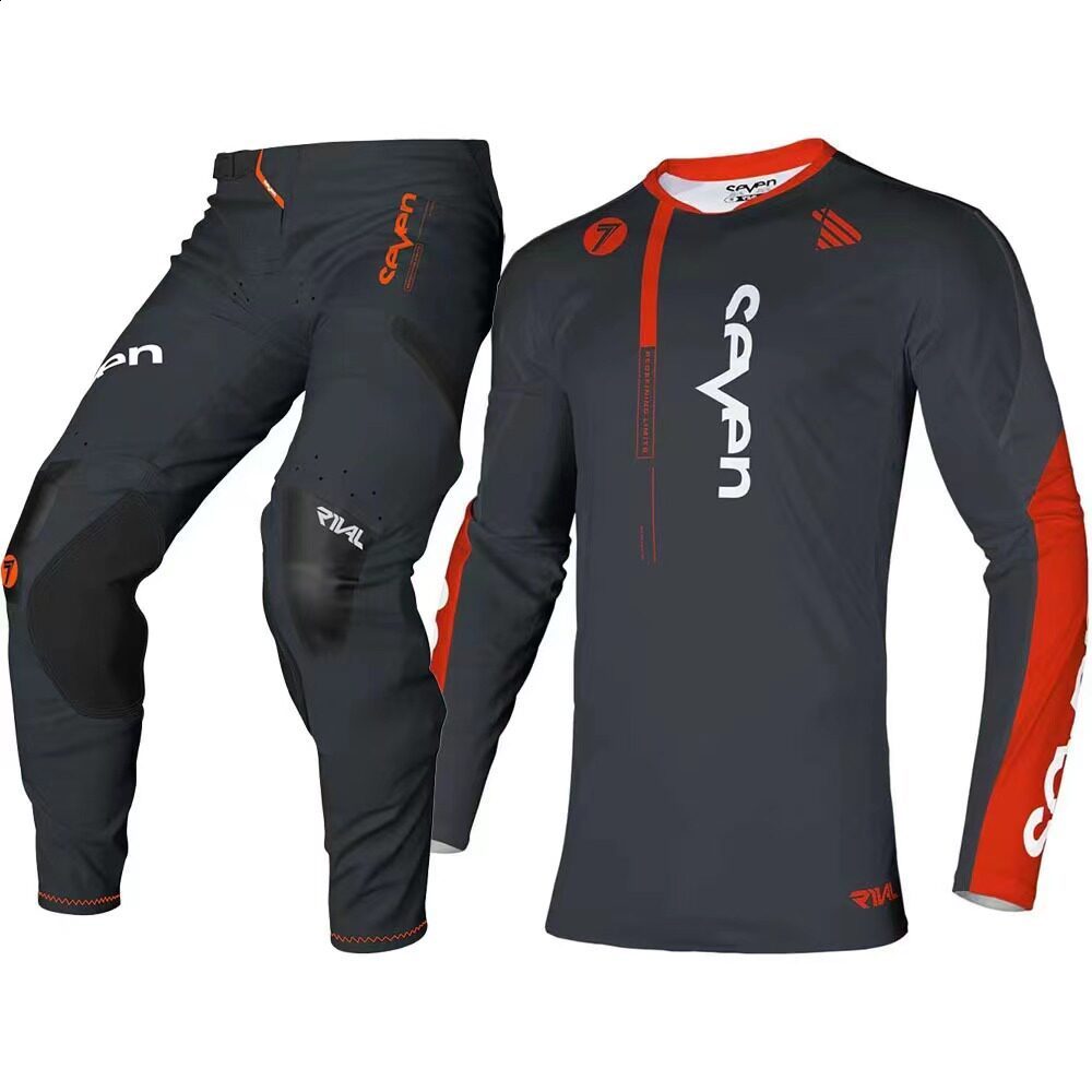 SEVEN Rival Black Motocross Gear Set Off Road MX Jersey Set Dirt Bike Suit Motorcycle Clothing Moto Combo 240227