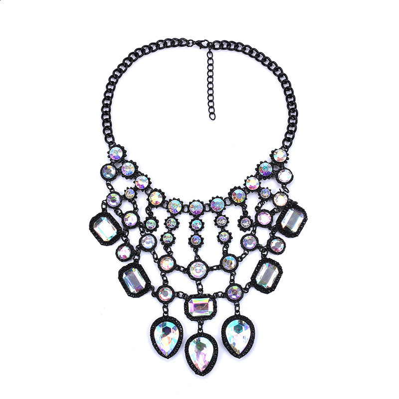 Fashion Jewelry Maxi Necklace For Women Rhinestone Beads Collar Choker Necklace Tassel Crystal Statement Collier Boho Jewelry 240910