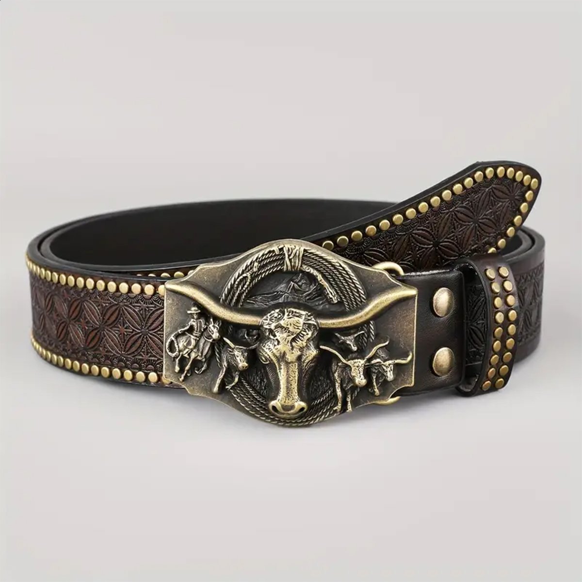 A casual individual and retro belt Western-style clothing accessory metal buckle PU belt suitable for both men and women 251106