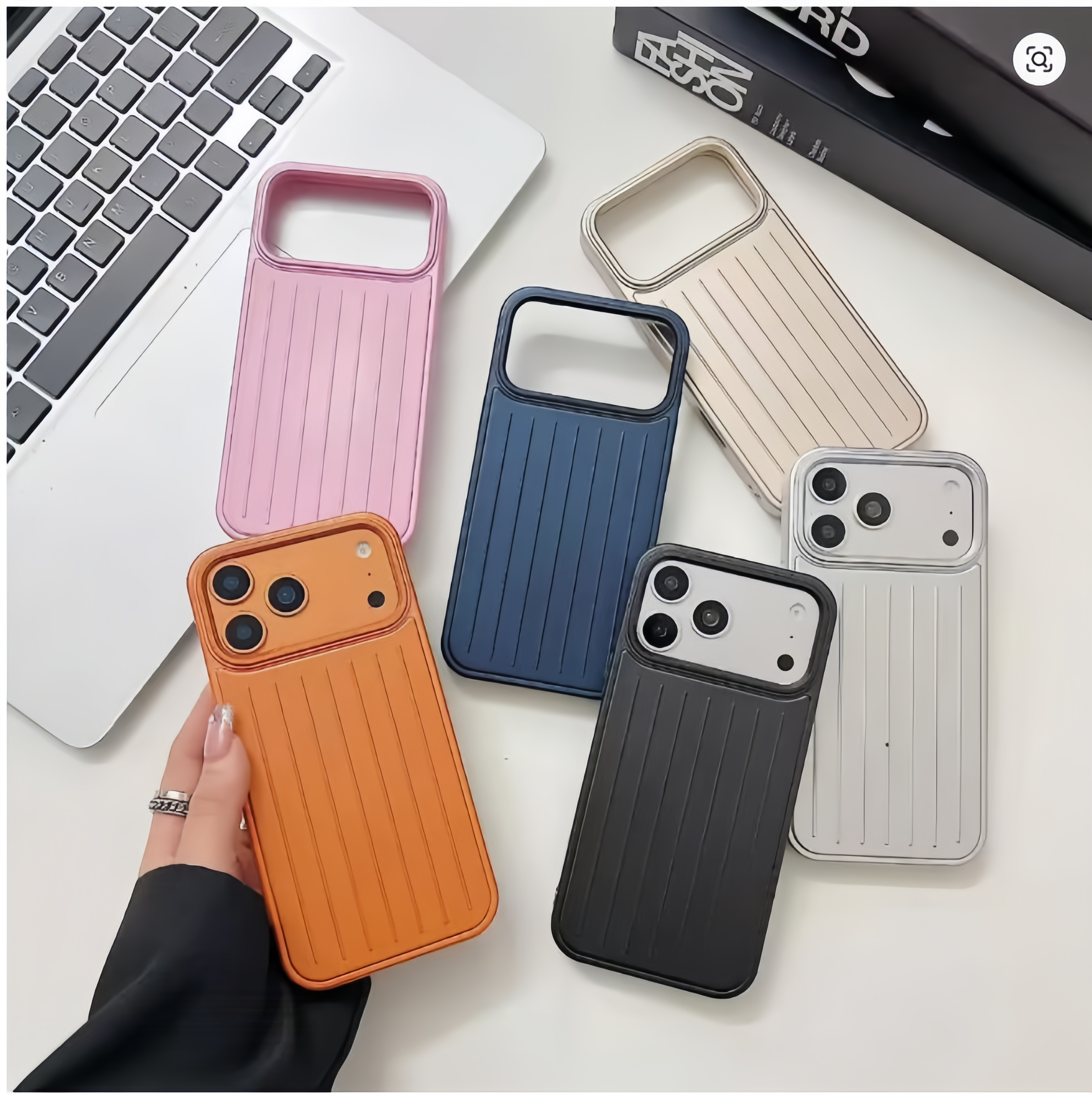 designer phone case suitcase designer Corrugated Stripe Aluminum Alloy Case for iPhone 17 plus 16 15 14 13 Pro Max Titanium Magnetic Cover
