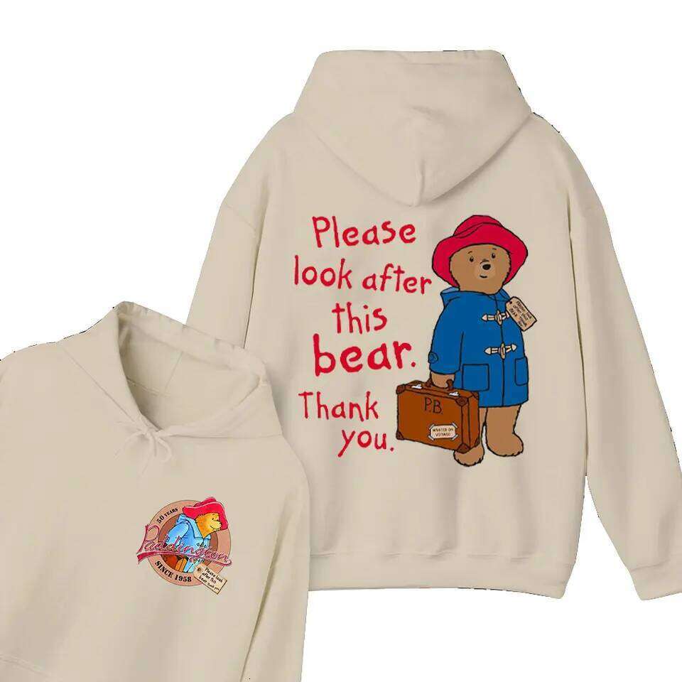 Cute Paddington Bear London Cartoon Pattern Graphic Unisex Hoodie New in Hoody Oversized Pullover Hoodies Spring J260516