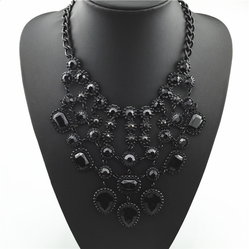 Fashion Jewelry Maxi Necklace For Women Rhinestone Beads Collar Choker Necklace Tassel Crystal Statement Collier Boho Jewelry 240910