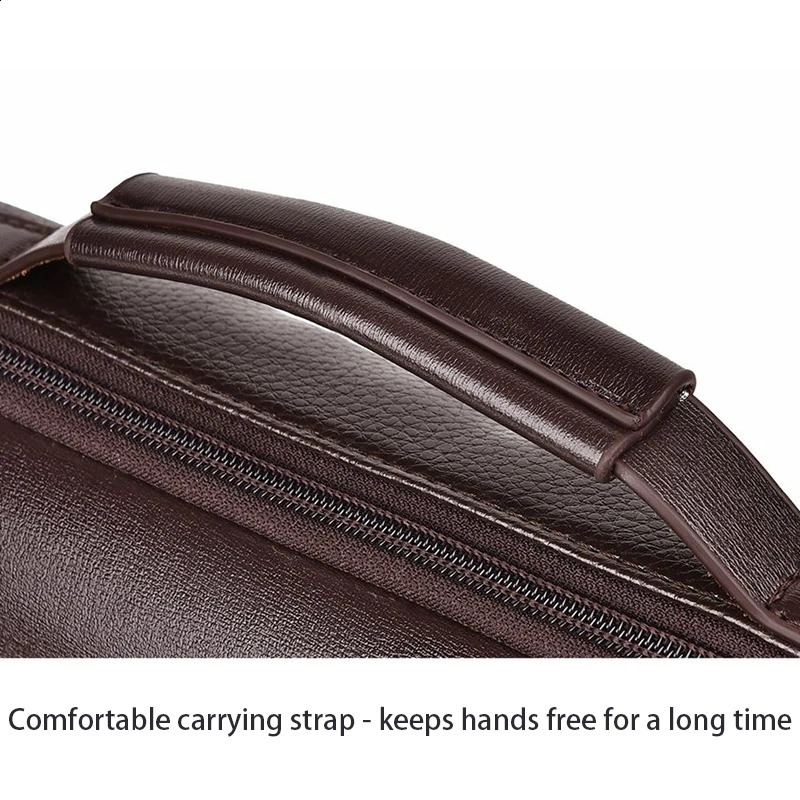 Breathable Shoulder Bag for Men Waterproof PU Leather Briefcase Multipocket Crossbody Purse Office Commute 260516 - view 7