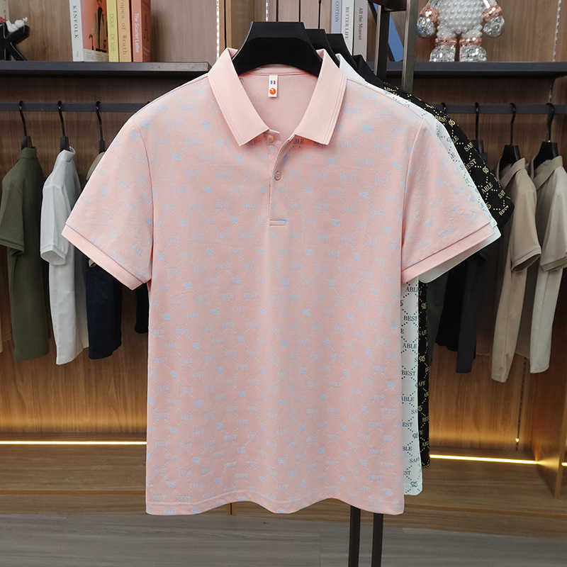 Summer new cotton printed short-sleeve polo shirt for men stylish and versatile light luxury casual T-shirt top for men88