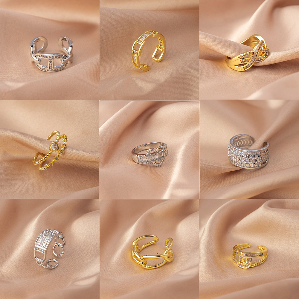 Classic Luxury Jewelry Women's Ring, Lightweight, Luxurious High-quality Exaggerated Non Fading Ordinary Zircon Ring Index Finger Open Hand Brand