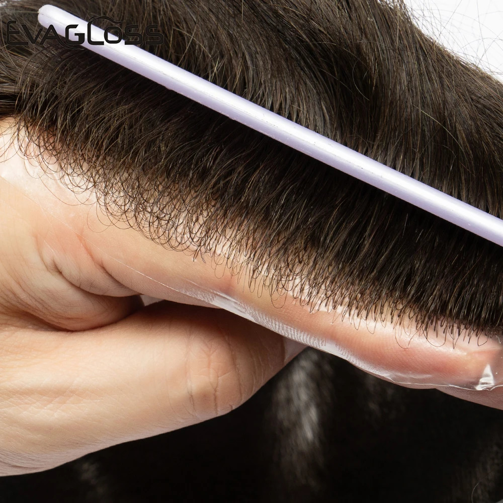 Natural Hairline 008 01mm PU Human Prosthesis Wig Full Skin Hairpiece Men Toupee Hair Replacement 260514 - view 3