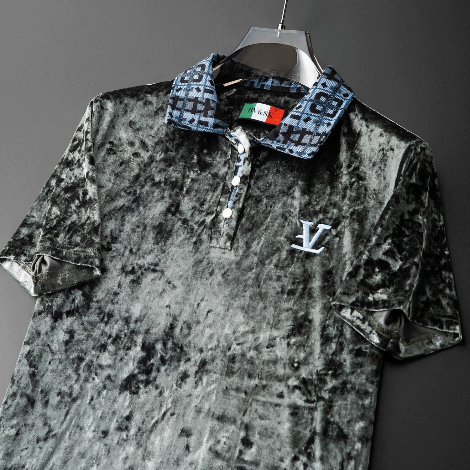 Designer Luxury Brand Loose Plus Size Street Must-have Men's Collar Top T-shirt Checkered Jacquard Letter Embroidered Polo Shirt Summer Comfortab