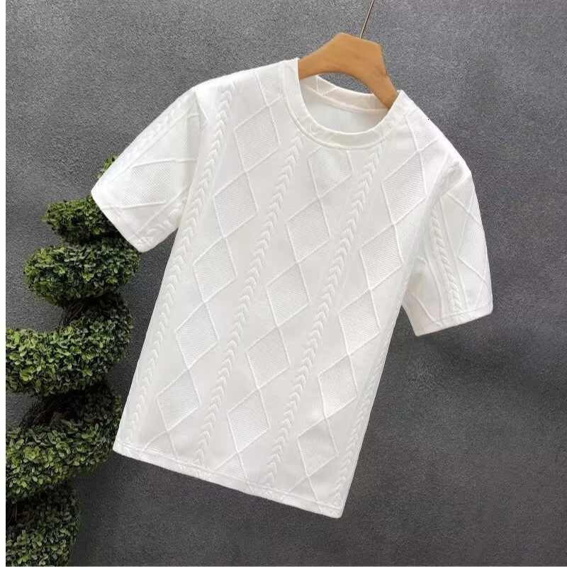 Designer T-shirt Luxury Youth Men's T-shirt Summer Korean Fashion Half Sleeve Striped Knitted Round Neck Top Plus Size Loose Outdoor Leisure Tren