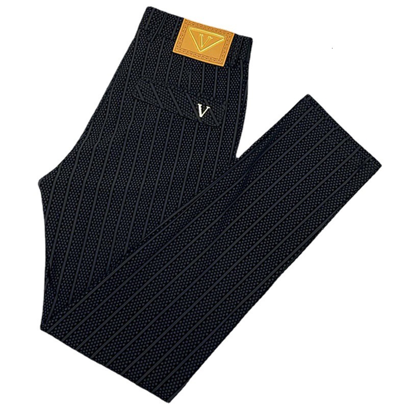 Luxury Brand Designer Mens Geometric Jacquard Ice Silk Slim Straight Leg Tailored Pants 2026 Summer Thin Business Casual Breathable Comfortable Daily 