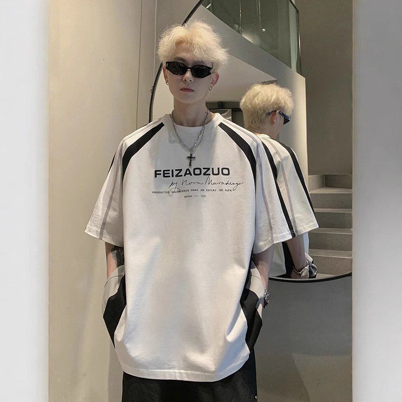 Designer Street T-shirt Luxury Men's Loose Plus Size Breathable And Comfortable Summer New Outdoor Casual Style Raglan Sleeves Color Blocked High