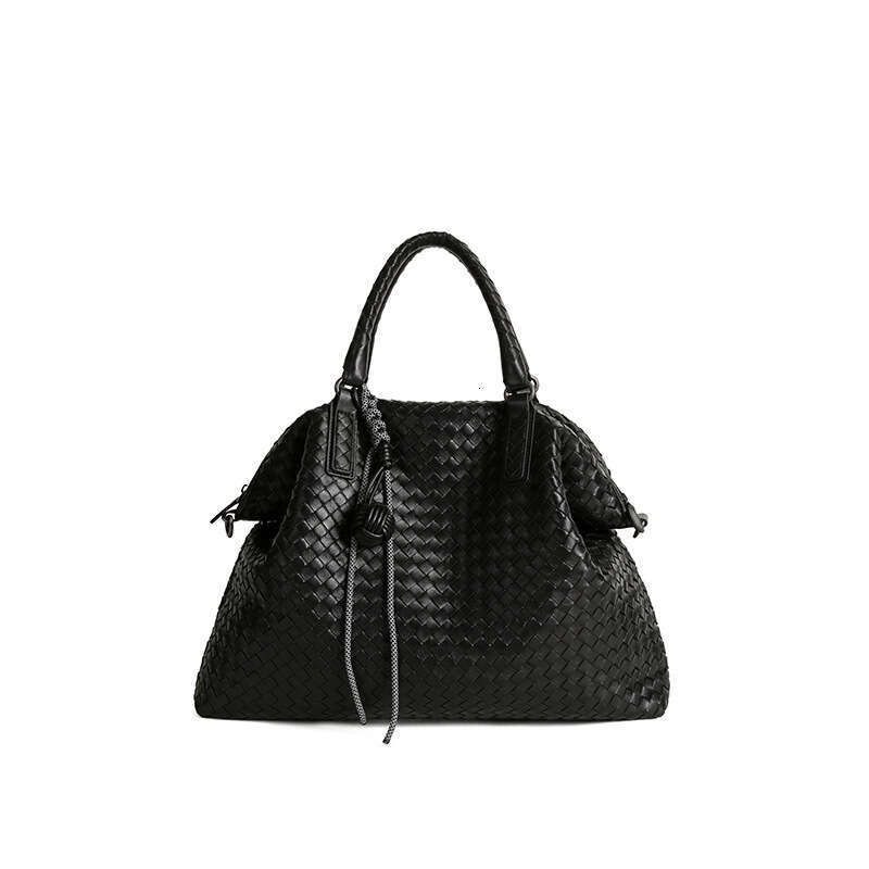 New Top Layer Sheepskin Woven Tote Bag Handmade Craft Large Capacity Wide Shoulder Strap Women Handheld Crossbody Fashion Bag SENYY