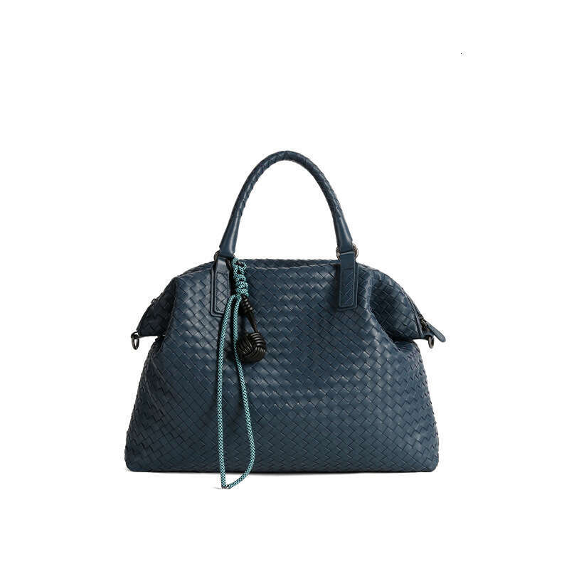 New Top Layer Sheepskin Woven Tote Bag Handmade Craft Large Capacity Wide Shoulder Strap Women Handheld Crossbody Fashion Bag SENYY
