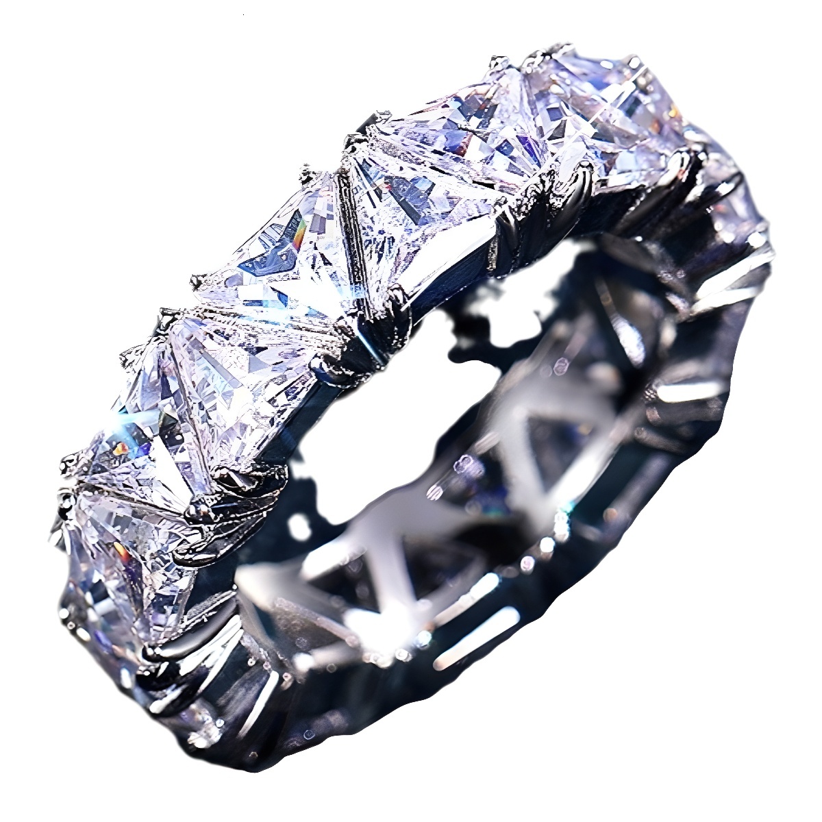 Designer Luxury Jewelry Classic Ring Full Diamond Single Row Triangular Zircon Ring Women's Creative Personalized Gift Ring Fashion Brand Accesso - view 5