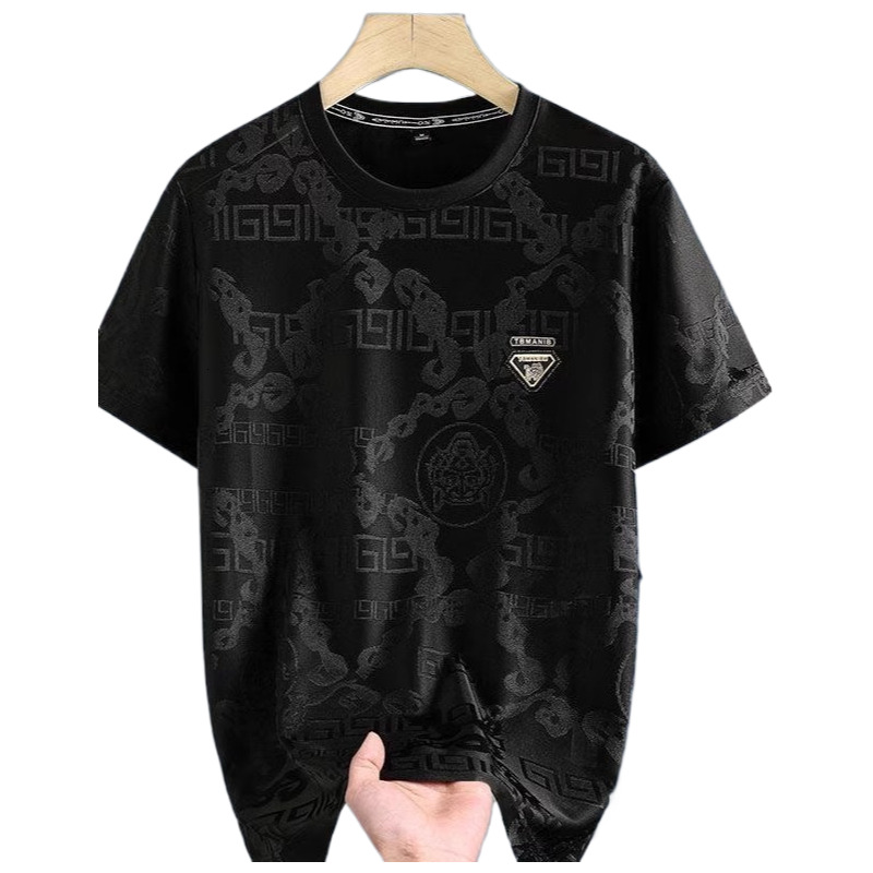 Designer T-shirt Luxury Men Ice Silk Lightweight Breathable Summer Thin Short Sleeved High-end Fashion Outdoor Casual Round Neck Elastic Durable Quick