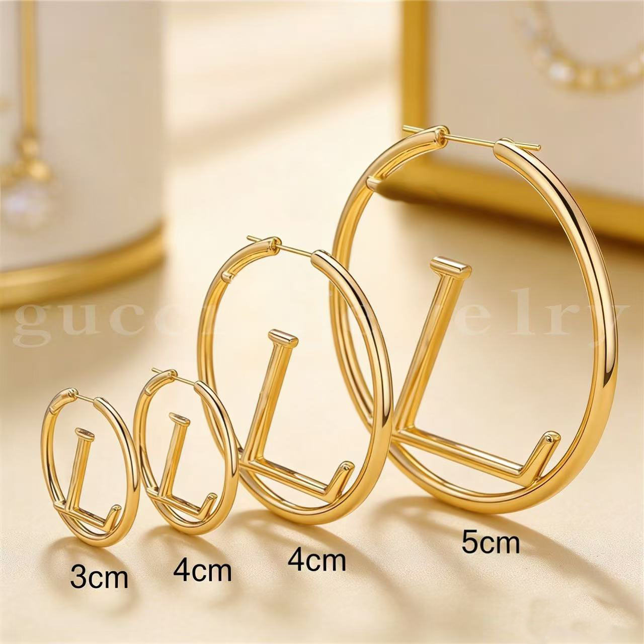Gold/Silver/Rose Gold Hoop Earrings, 3cm/4cm/5cm, Fashion Jewelry Earrings Designerfor Women