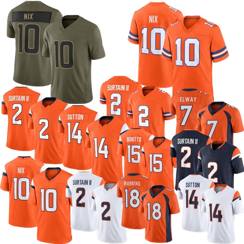 NEW Denvers Broncoss jesrey Bo Nix Patrick Surtain II Jaylen Waddle Football Jerseys Sutton Bonitto Hufanga Jerseys