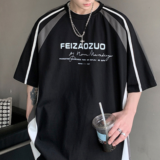 Designer Street T-shirt Luxury Men's Loose Plus Size Breathable And Comfortable Summer New Outdoor Casual Style Raglan Sleeves Color Blocked High