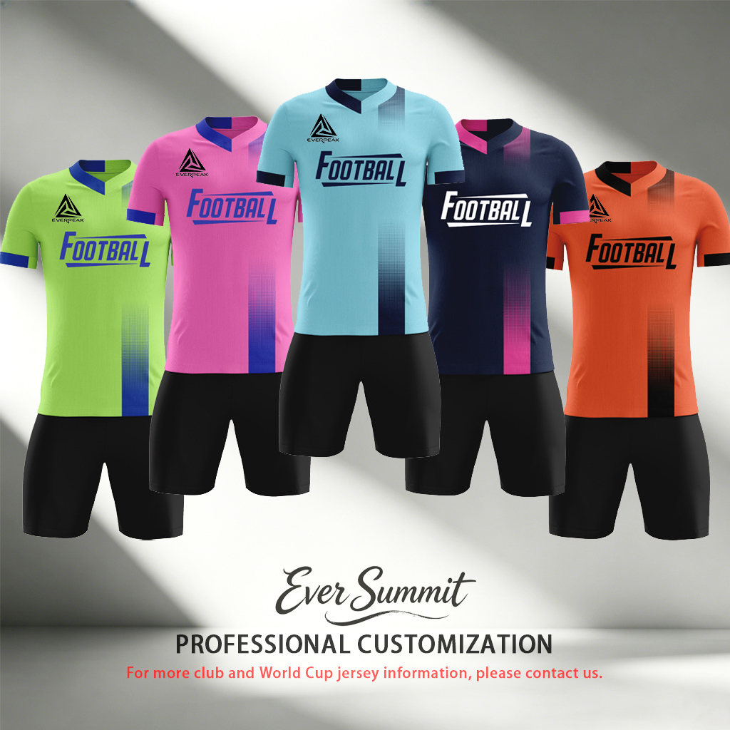 Custom Gradient Accent Soccer Jersey Set Men Breathable Quick Dry Football Uniform with Shorts Customizable Team Name Number Logo