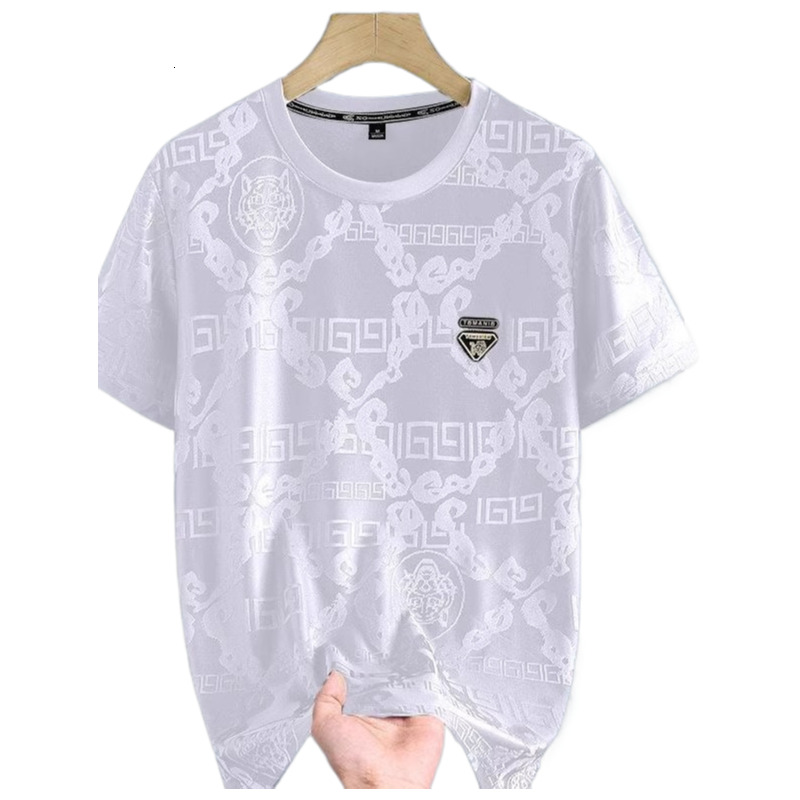 Designer T-shirt Luxury Men Ice Silk Lightweight Breathable Summer Thin Short Sleeved High-end Fashion Outdoor Casual Round Neck Elastic Durable Quick