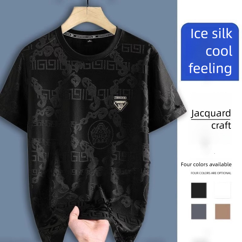Designer T-shirt Luxury Men Ice Silk Lightweight Breathable Summer Thin Short Sleeved High-end Fashion Outdoor Casual Round Neck Elastic Durable Quick