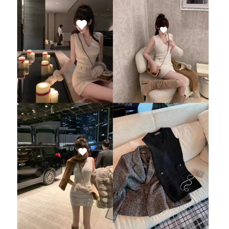Designer Women's Long Skirt Fashion Tight Skirt Elegant new style with a rich heiress vibe knitted vest dress knitted short skirt for women