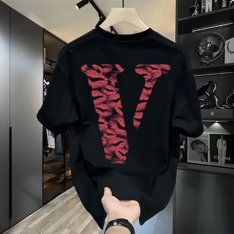 Luxury Young Men's Designer T-shirt High-end Letter Trend New Plus Size Loose Short Sleeved Summer Breathable Elastic Durable Simple Outdoor Casu
