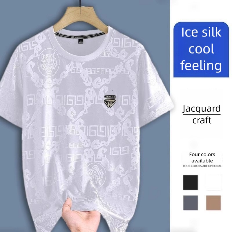 Designer T-shirt Luxury Men Ice Silk Lightweight Breathable Summer Thin Short Sleeved High-end Fashion Outdoor Casual Round Neck Elastic Durable Quick