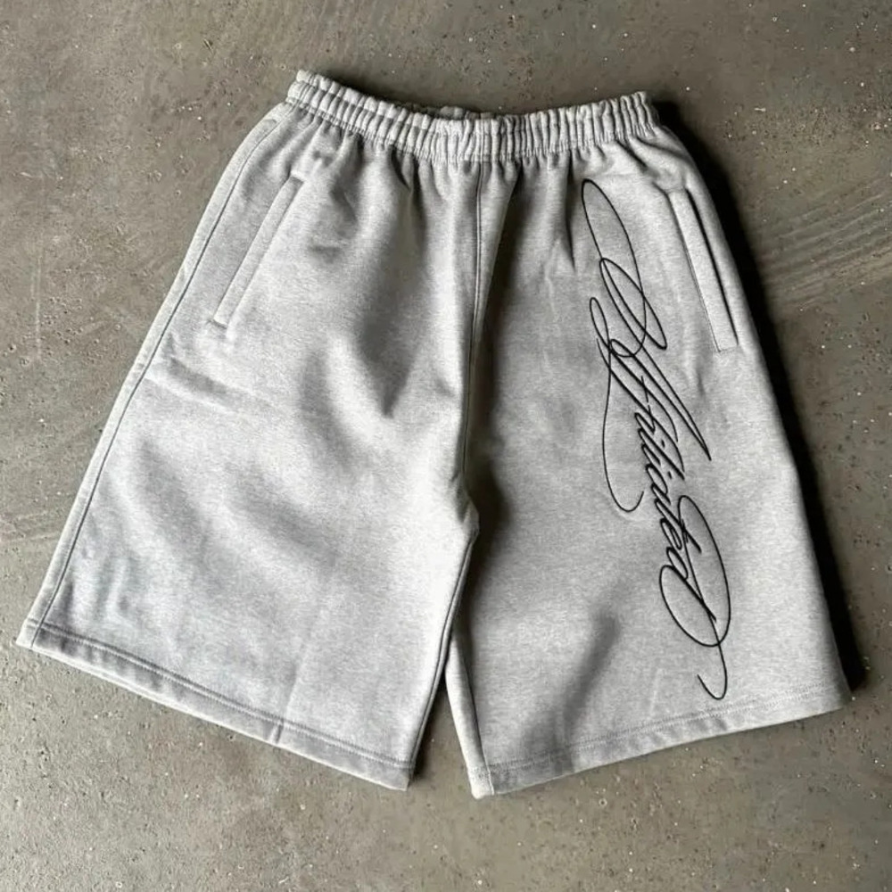 American Retro Streetwear Shorts Designer For Men Baggy Fit With Graffiti Letter Embroidery Hip Hop Style Summer Casual Basketball And Jogging Fashion