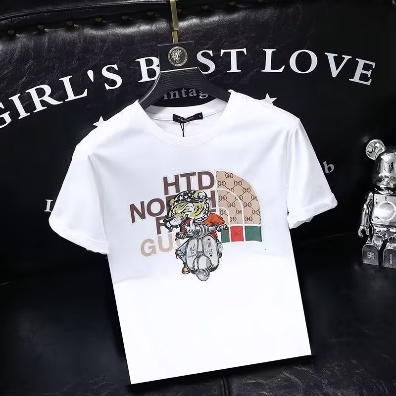Luxury Men's Designer T-shirt Pure Cotton Round Neck Elastic Plus Size Short Sleeved Summer High-end Fashion Outdoor Sports Printing Fashionable 