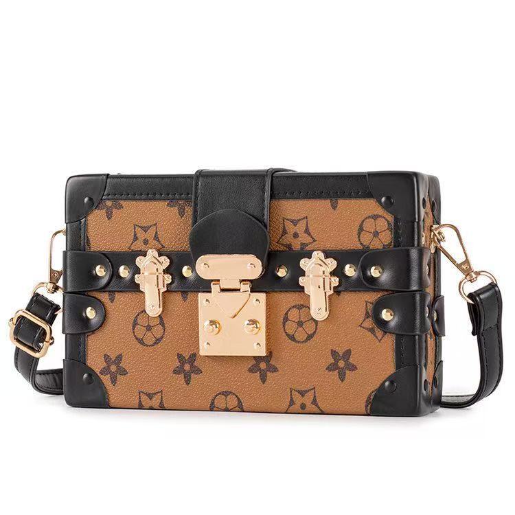 2026 Summer New Luxury Classic Printed Designer Box Bag Retro Lock Cross Shoulder Bag for Women