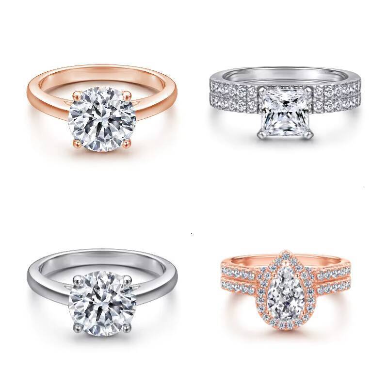 IGI Certifide High Quality 925 Silver Gold/Rose Gold Plated IGI VVS Moissanite Lab Grown Diamond Engagement Wedding Ring Bridal Stackable Band For Wom