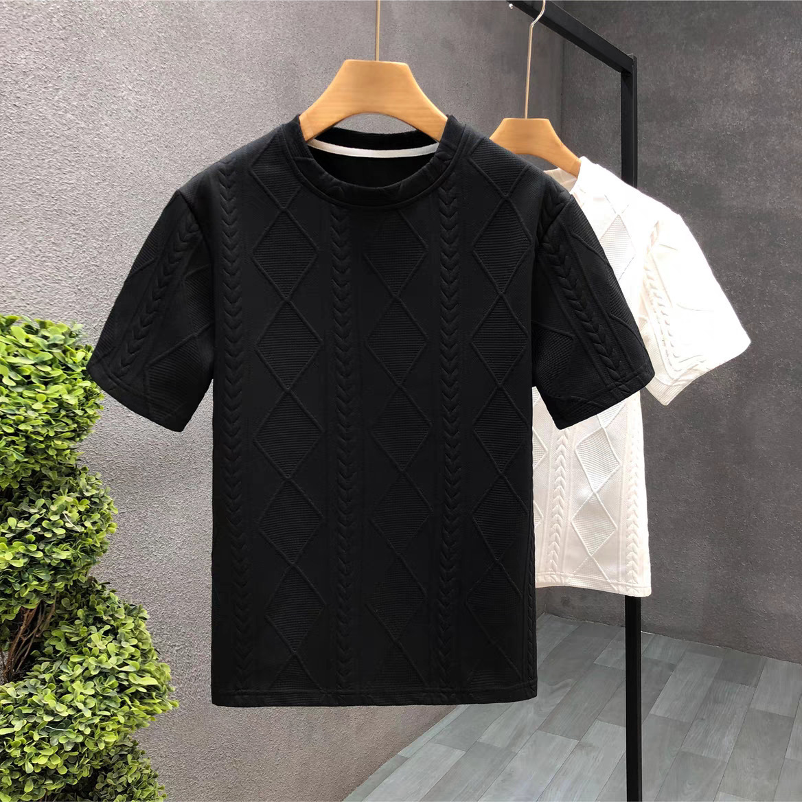 Designer T-shirt Luxury Youth Men's T-shirt Summer Korean Fashion Half Sleeve Striped Knitted Round Neck Top Plus Size Loose Outdoor Leisure Tren