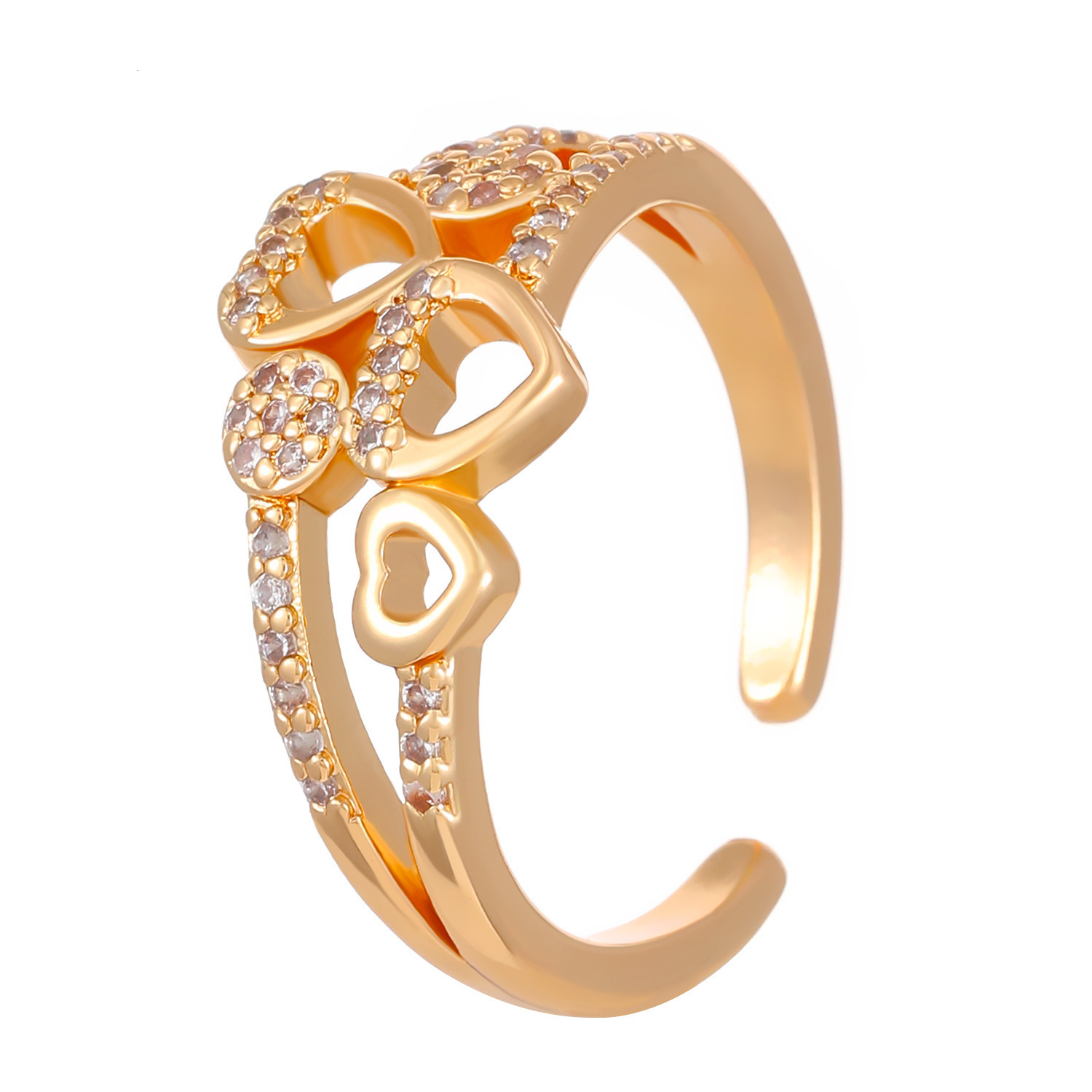 Designer Luxury Jewelry New Alloy Geometric Heart-shaped Ring Adjustable And High-quality Ring Women's Metal Jewelry Brand Accessories