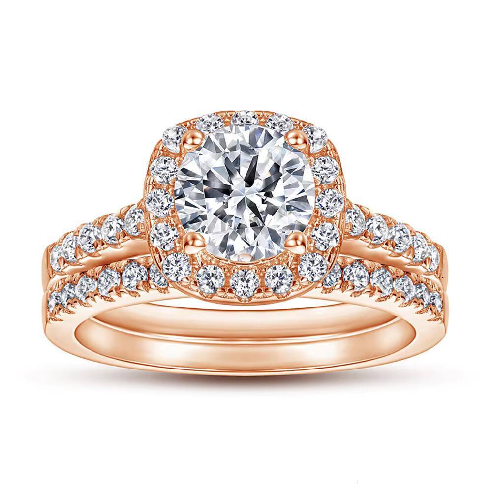 IGI Certifide High Quality 925 Silver Gold/Rose Gold Plated IGI VVS Moissanite Lab Grown Diamond Engagement Wedding Ring Bridal Stackable Band For Wom