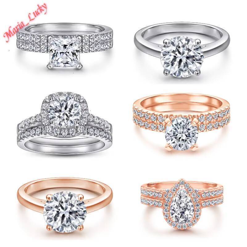 IGI Certifide High Quality 925 Silver Gold/Rose Gold Plated IGI VVS Moissanite Lab Grown Diamond Engagement Wedding Ring Bridal Stackable Band For Wom