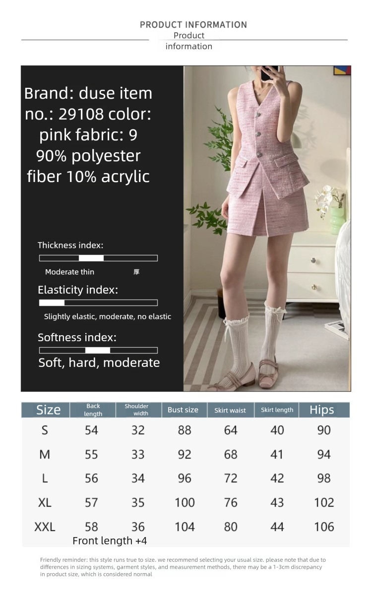Designer long dress 2026 new fashionable long sleeved high-quality temperament dress New wo floral pink V neck tweed vest pleated short skirt set