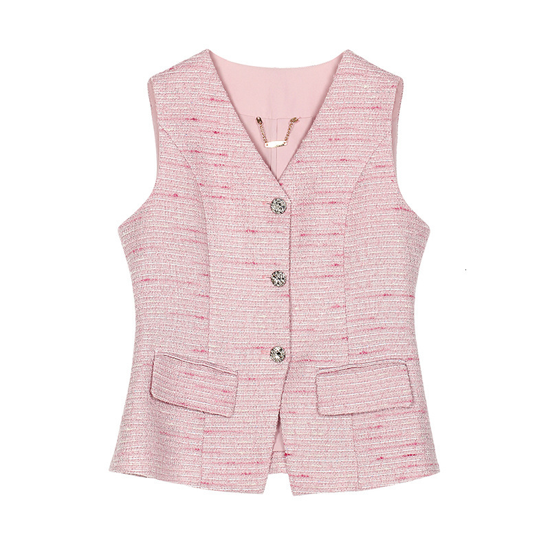 Designer long dress 2026 new fashionable long sleeved high-quality temperament dress New wo floral pink V neck tweed vest pleated short skirt set