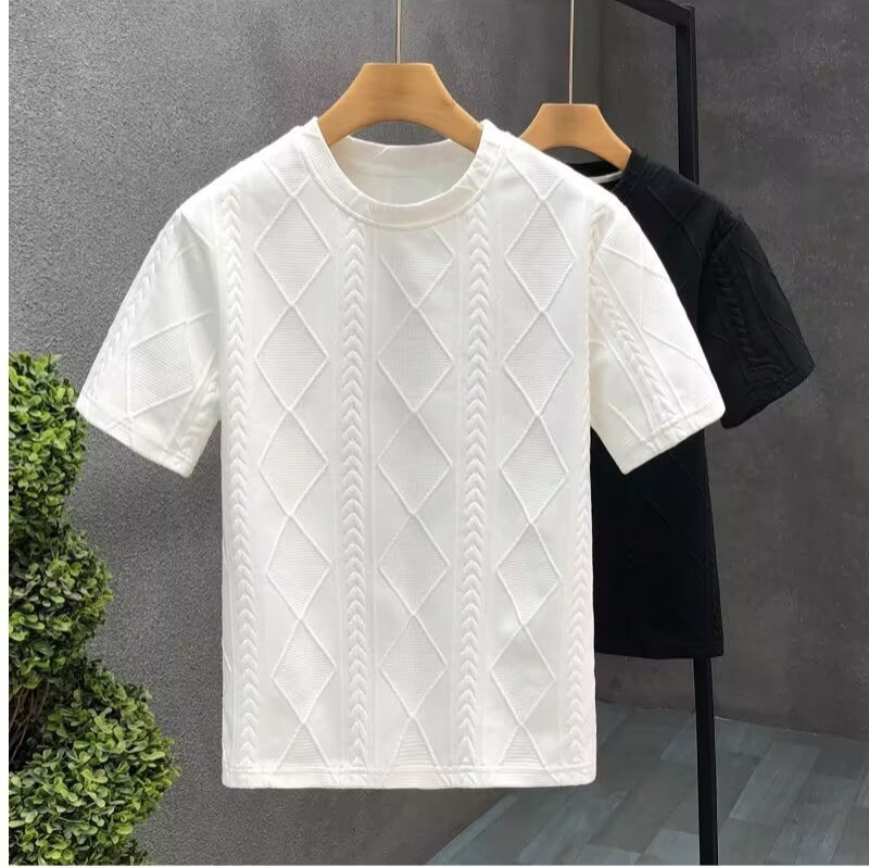 Designer T-shirt Luxury Youth Men's T-shirt Summer Korean Fashion Half Sleeve Striped Knitted Round Neck Top Plus Size Loose Outdoor Leisure Tren