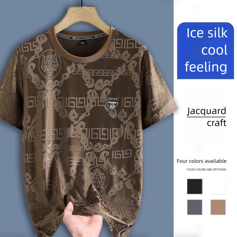 Designer T-shirt Luxury Men Ice Silk Lightweight Breathable Summer Thin Short Sleeved High-end Fashion Outdoor Casual Round Neck Elastic Durable Quick