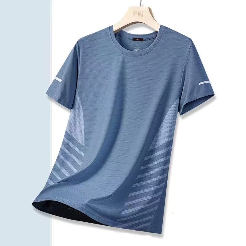 Designer Sports T-shirt Luxurious Men Cool Ice Silk Mesh Breathable Short Sleeved Summer Loose Plus Size Round Neck Outdoor Casual Quick Drying Lightw