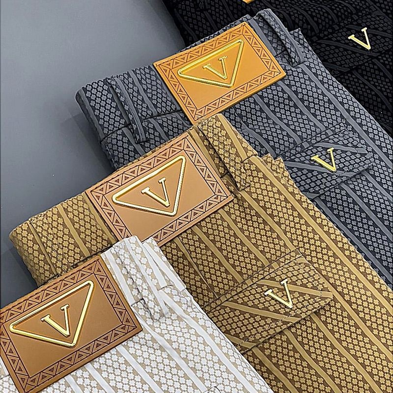 Luxury Brand Designer Mens Geometric Jacquard Ice Silk Slim Straight Leg Tailored Pants 2026 Summer Thin Business Casual Breathable Comfortable Daily 
