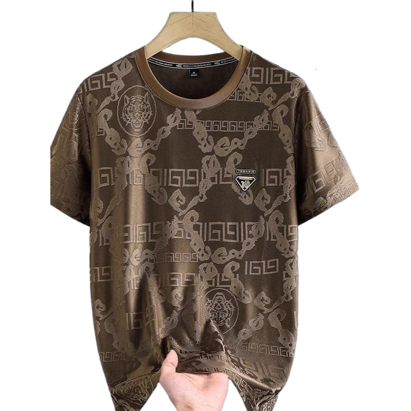 Designer T-shirt Luxury Men Ice Silk Lightweight Breathable Summer Thin Short Sleeved High-end Fashion Outdoor Casual Round Neck Elastic Durable Quick